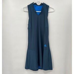 Adidas HEAT.RDY Tennis Dress Navy Blue Mesh Racerback Womens Size Medium
